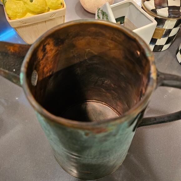 Early 1900s Verdigris Copper Pitcher Perfect Display Piece - Picture 9 of 14